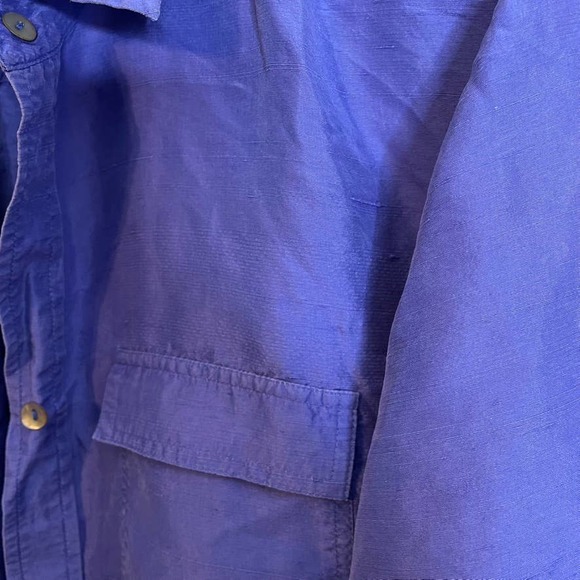 ROBBIE BEE 100% Silk Small Longsleeve Button Down Top Collar Purple Pocket‎ - Picture 3 of 6